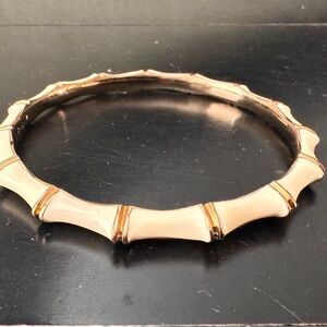 Stella and Dot JULEP enamel bamboo Bangle Bracelet.  Cream and gold tone.